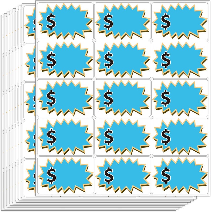 labelon 300 Pcs Garage Sale Stickers, (2"x3") Removable Adhesive Price tag Stickers for Yard Sale, Price Labels for Retail, Annual Community, Flea Market (Blue) - Image 1